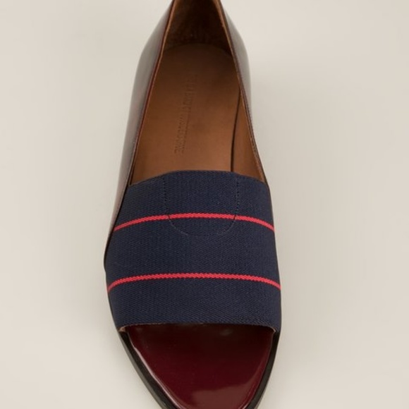 Elastic Peep Toe Leather Loafers - Picture 3 of 8